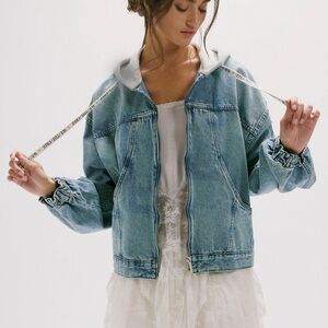 We The Free Denim Iggy Hoodie Jacket (Large)